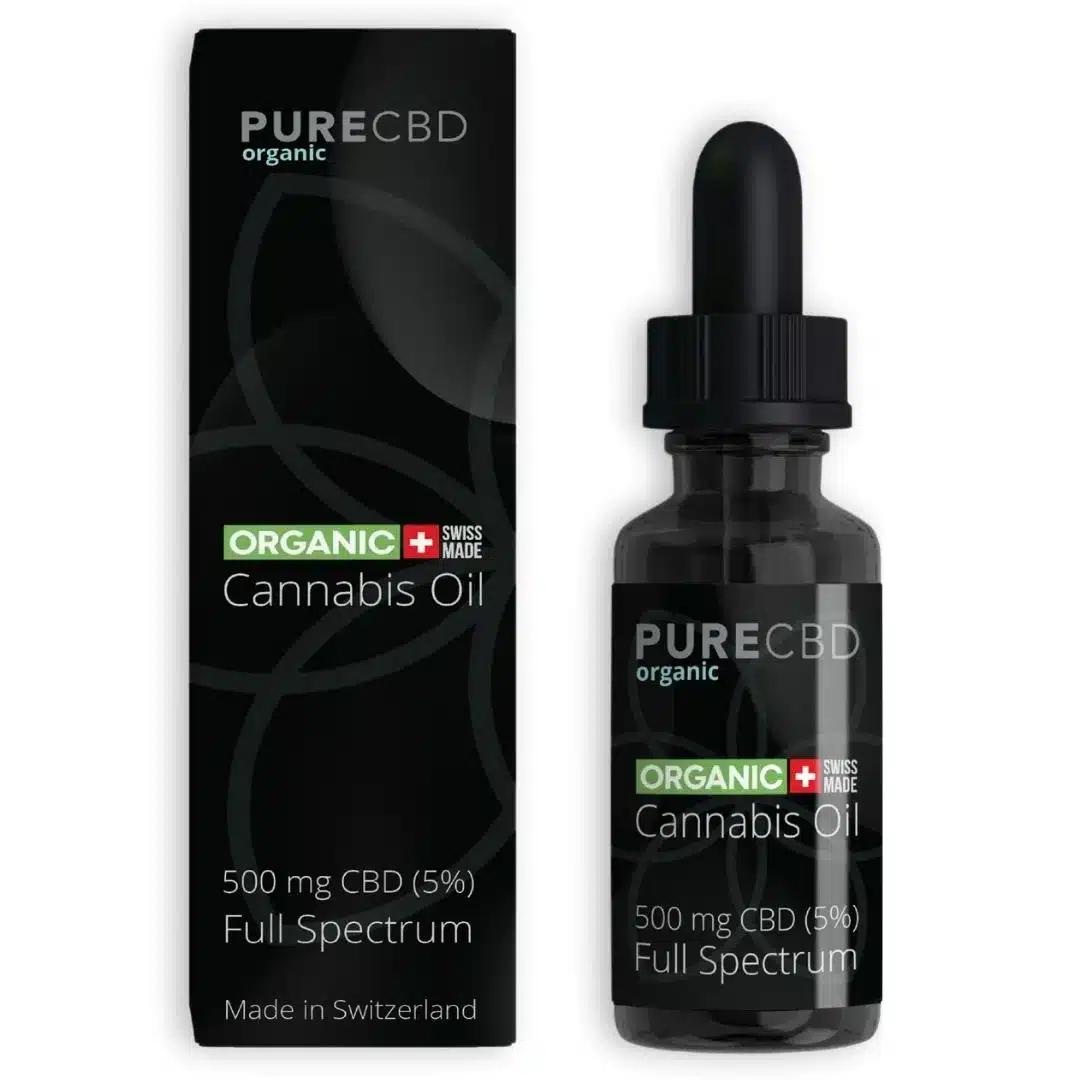 5% de espectro completo CBD aceite por Pure Organic CBD. Este producto es completamente orgánico y probado en laboratorio para determinar su pureza.