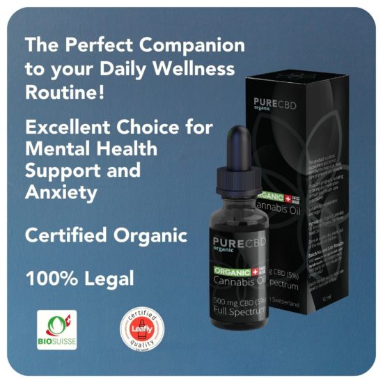 a image of the side of a box of 500mg CBD oil UK. The perfect companion for a daily health routine