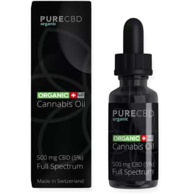 5% de espectro completo CBD aceite por Pure Organic CBD. Este producto es completamente orgánico y probado en laboratorio para determinar su pureza.