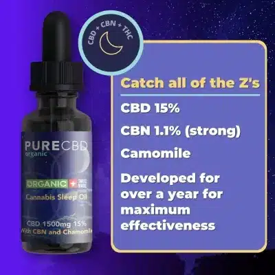 a image showing a bottle of sleep cbd along with the product ingredients