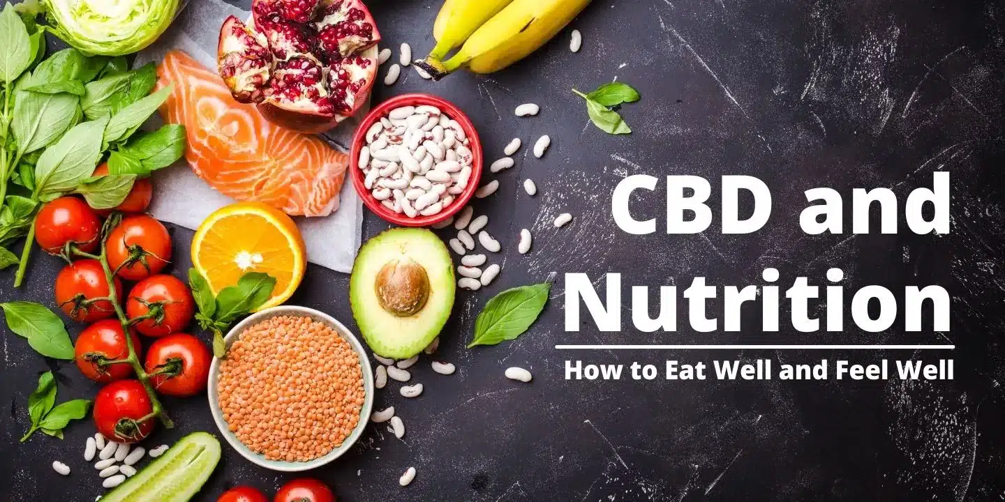 cbd and nutrition artwork. I shows a dark table with delicious all natural foods.