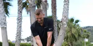 Lee Sharpe golfing while developing Pure Organic Golf CBD
