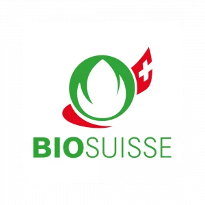 Bio-Suisse logo. Pure Organic CBD products are all bio-suisse certified.