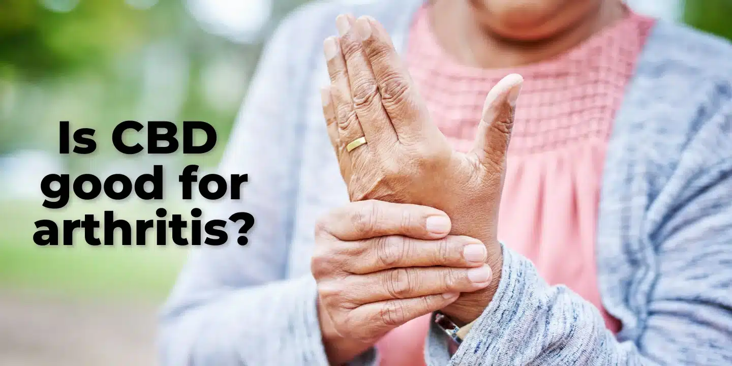 CBD oil for arthritis article artwork. The image shows an older person holding their hand. It sets up the context of the article on how cannabidiol can be good to relieve symptoms of arthritis