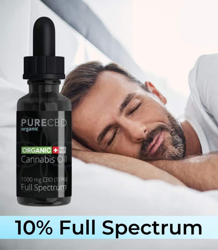 Un hombre durmiendo después de usar nuestro espectro completo al 10 % CBD aceite que es nuestro producto más vendido.