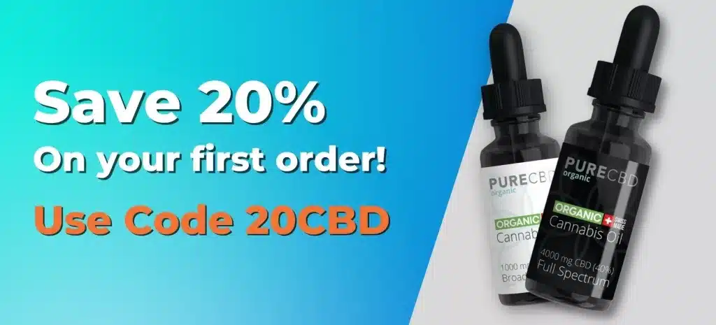 Save 20% on your first organic CBD oil order by using discount code 20CBD.