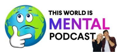 O logotipo do podcast hospedado por Pure Organic CBD proprietário Robby Thompson. O nome do podcast é This World is Mental.