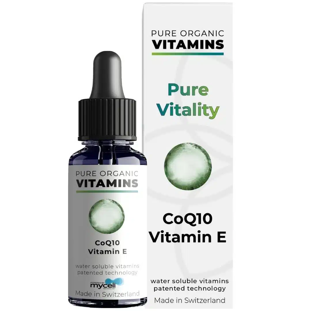CoQ10 mit Vitamin E-Produkt. Dieses Produkt ist mit der Mycell-Technologie für maximale Absorption und Qualität ausgestattet. Es enthält Ubiquinon und Vitamin E zur Unterstützung der Zellfunktionen.