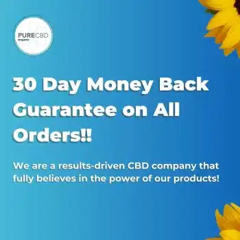 All CBD orders backed up with a 30 day money back guarantee. There is text which reads: "We are a results based CBD company who fully believe in the power of our products."